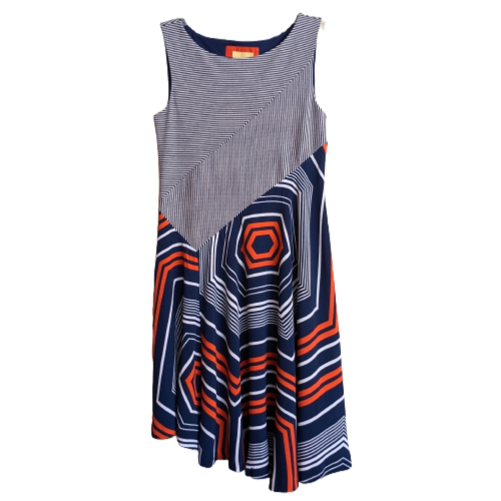 Maeve Dress Blue White Stripes Sleeveless Drop Waist Coastal Size Small